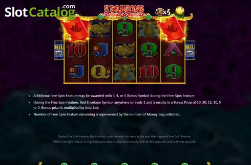 Additional Free Spins screen. 5 Dragons (Royal Slot Gaming) slot