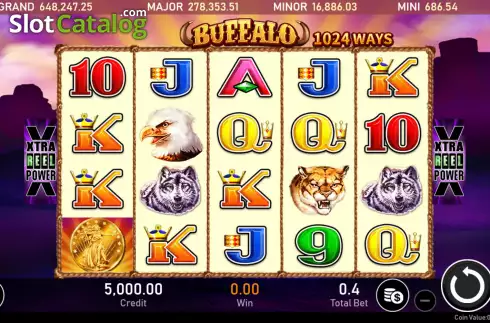 Ekran2. Buffalo (Royal Slot Gaming) yuvası