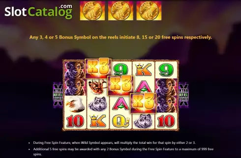 Free Spins screen. Buffalo (Royal Slot Gaming) slot