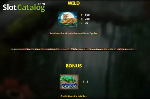 Special symbols screen. Jungle (Royal Slot Gaming) slot