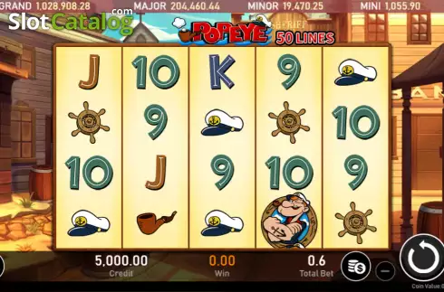 Ekran2. Popeye (Royal Slot Gaming) yuvası