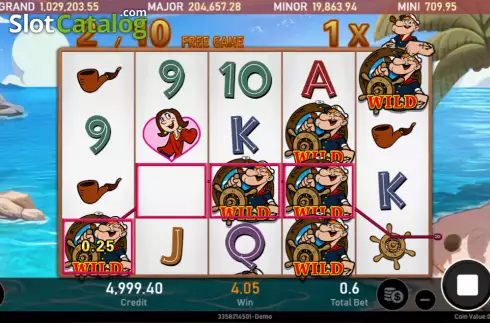 Win screen. Popeye (Royal Slot Gaming) slot