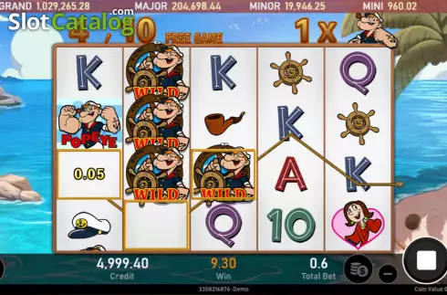 Ekran5. Popeye (Royal Slot Gaming) yuvası