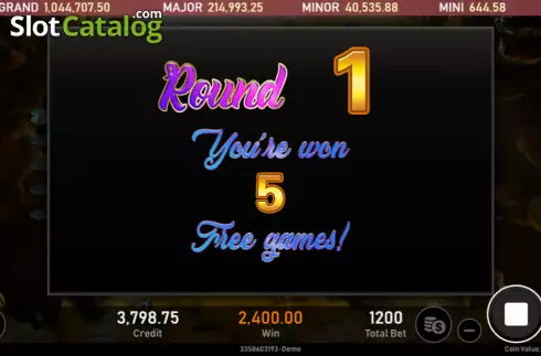 Win Free Spins screen. Mermaid (Royal Slot Gaming) slot