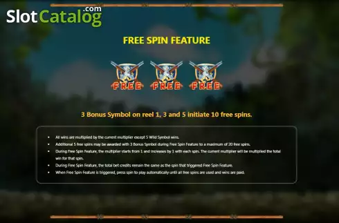 Free Spin feature screen. HUSA slot