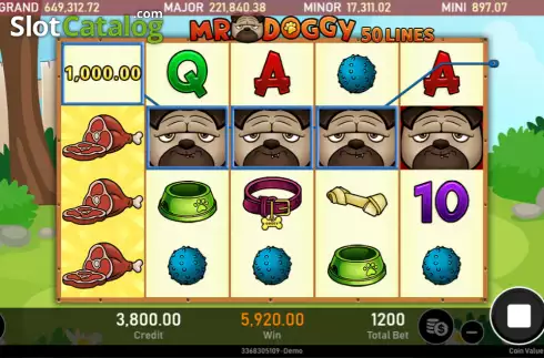 Win screen. Mr.Doggy slot