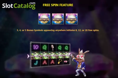 Free Spin feature screen. Disco Night (Royal Slot Gaming) slot