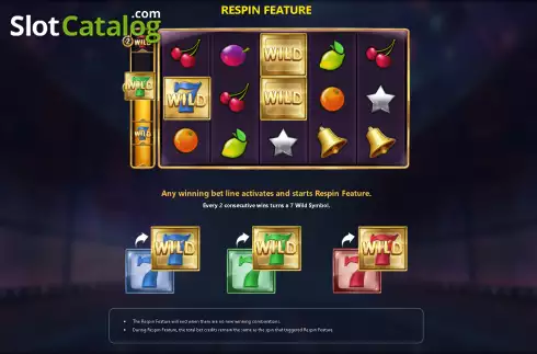 Respin feature screen. Sevens High (Royal Slot Gaming) slot
