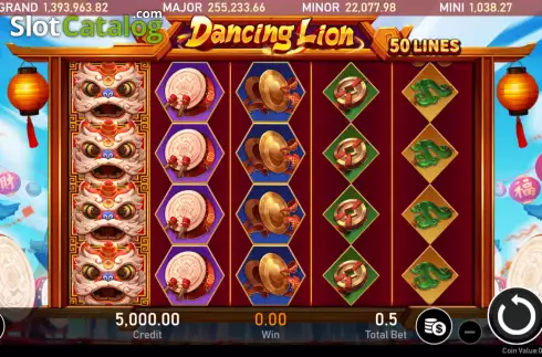 Reel screen. Dancing Lion slot