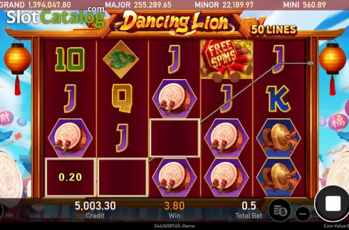 Bildschirm3. Dancing Lion slot
