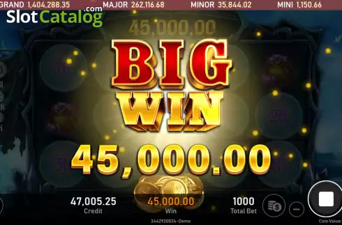 Big Win screen. Medusa (Royal Slot Gaming) slot