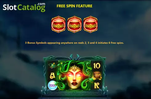 Free Spin feature screen. Medusa (Royal Slot Gaming) slot