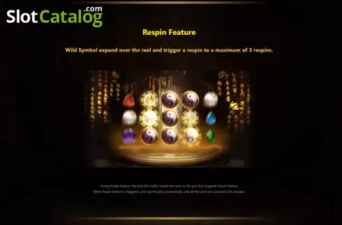 Respin feature screen. Tai Chi (Royal Slot Gaming) slot