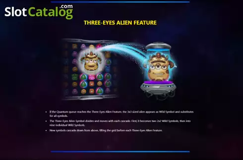 Three-Eyes Alien feature screen. Energy Combo slot
