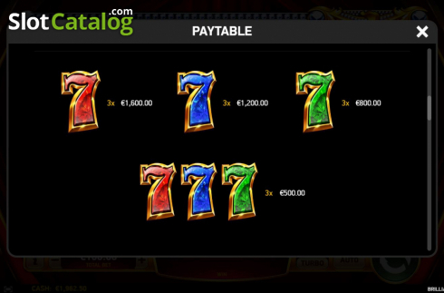 Paytable 2. Brilliant Gems slot