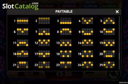 Paylines screen. Vegas No Limit Wins slot