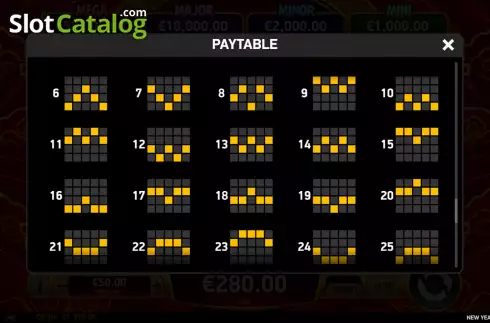 Paylines screen. New Year Rising slot