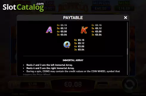 Paytable screen 2. Immortal Ways Buffalo slot
