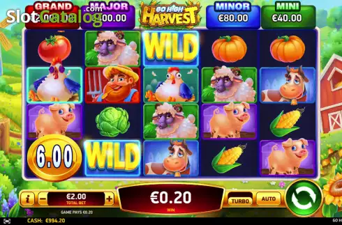 Win screen. Go High Harvest slot