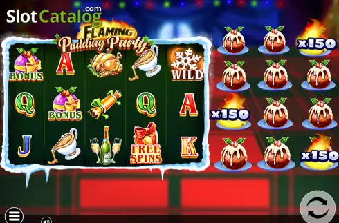 Game screen. Flaming Pudding Party slot