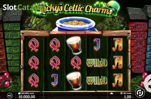 Reels screen. Lucky's Celtic Charms slot
