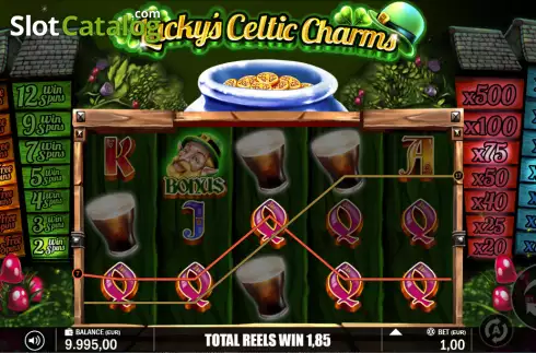 Win screen. Lucky's Celtic Charms slot
