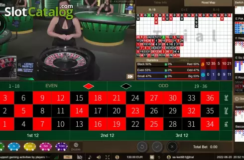 Game screen. Roulette (SA Gaming) slot