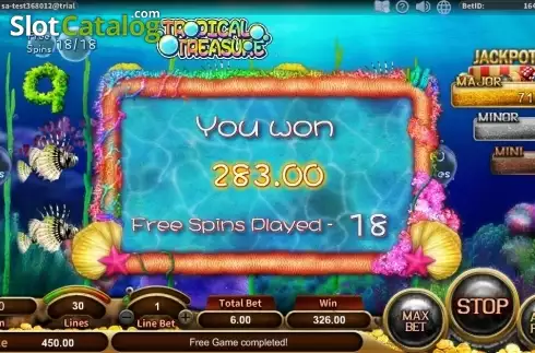 Free Spins Win. Tropical Treasure slot