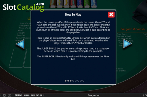 Game Rules 3. Crazy 4 Poker (Shuffle Master) slot
