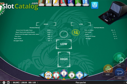Reels screen. Fortune Pai Gow Poker slot