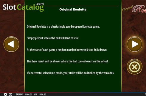 Bildschirm7. Original Roulette slot