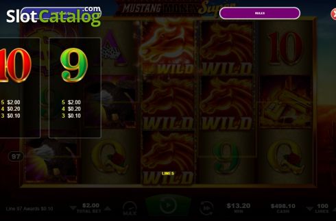 Paytable 3. Mustang Money Super slot