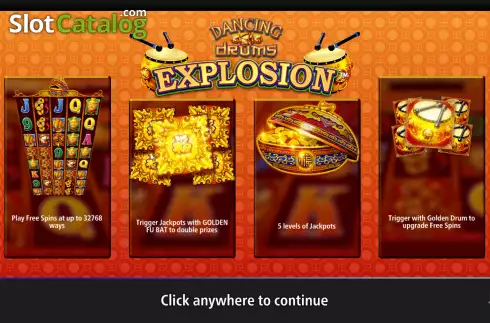 Intro screen. Dancing Drums Explosion slot