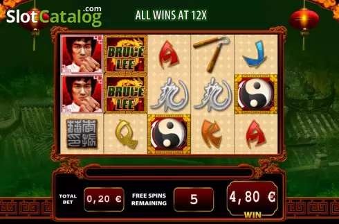 Free Spins screen. Bruce Lee Dragon's Tale slot