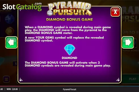 Bonus game screen. Pyramid Pursuit slot