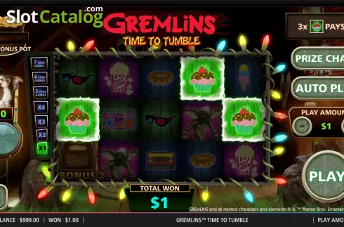 Win Screen. Gremlins Time To Tumble slot