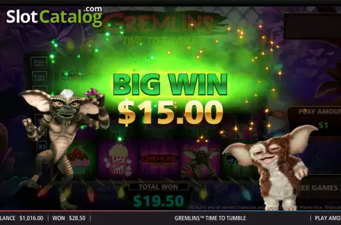Big Win. Gremlins Time To Tumble slot