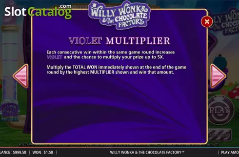 Multiplier screen. Willy Wonka & The Chocolate Factory slot