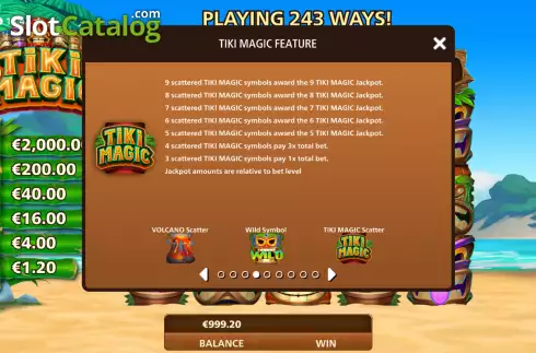 Tiki Magic feature screen. Tiki Magic slot