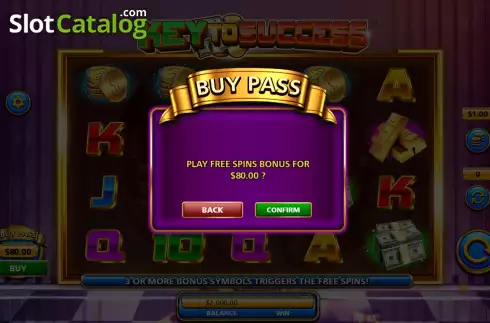 Buy Feature Screen. Key To Success slot