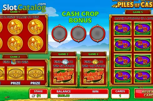 Game Screen. Rainbow Riches Piles Of Cash slot