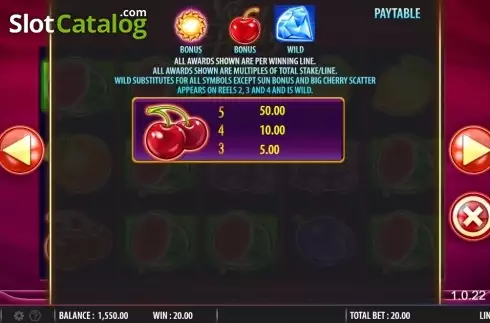 Paytable 3. Very Fruity slot