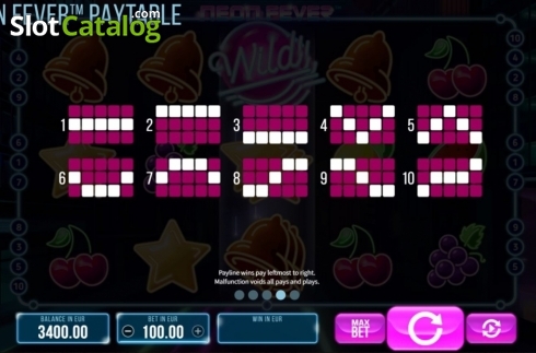 Paylines. Neon Fever slot