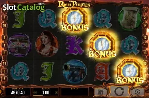 Bonus Win Screen. Rich Pirates slot