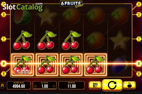 Win screen. 6 Fruits Deluxe slot