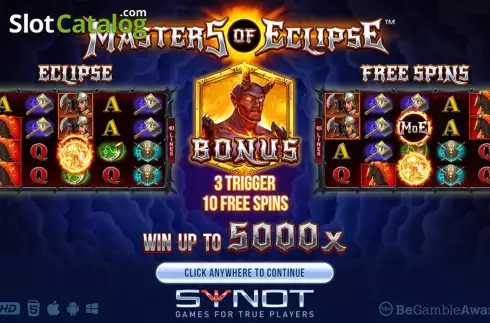 Start Screen. Masters of Eclipse slot