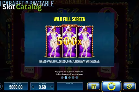 Game Features screen 2. 27th Cabaret slot