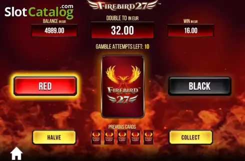 Risk Game screen. Firebird 27 slot