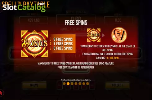 Free Spins screen. Fire Spell (SYNOT) slot