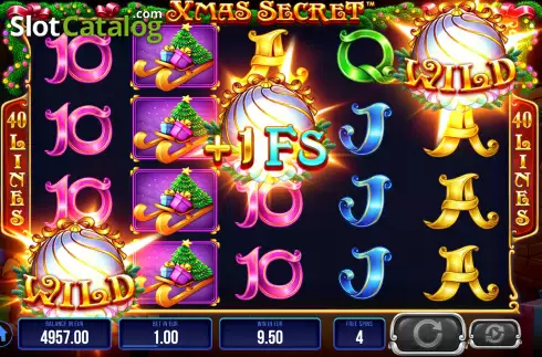 Free Spins Gameplay Screen. Xmas Secret slot